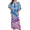 Casual Dresses Cumagical Off Shoulder Long Dress Polynesian Tribal Printed Slash Neck Bodycon Webbing Party