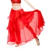 Abbigliamento da palcoscenico Gonne di pancia di danza orientale da donna Bella gonna lunga altalena in chiffon Perforamnce Costume a spirale