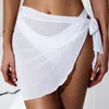 Cover-up sexy estilo feminino sólido pareo praia bikini cobrir saia envoltório sarong beachwear malha gradiente cor cobrir saia dropshipping