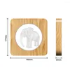 Luci notturne Elefante Animale 3D LED Arylic Lampada da tavolo in legno Interruttore di controllo della luce Scultura per la decorazione della stanza dei bambini Regalo