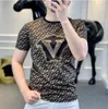 Europe Station 2023 Summer Men's Short Sleeve T-shirt Printed Slim Fit Half Sleeve New Trendy Brand Round Neck Trendy T-shirt