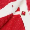 Maglione cardigan lavorato a maglia da donna 2023 Pannelli con paillettes a blocchi di colore a righe all'inizio della primavera Giacca a maniche lunghe girocollo slim fit da donna
