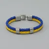 Lien Bracelets 1 PC Pays Drapeau National Bracelet Jaune Bleu Football Sport Élastique En Cuir Bracelets Cadeaux Pour Les Femmes