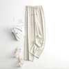 Women's Pants Capris Woman Wide Leg Pants Elastic Waisted Casual Style Pleated Full Length Trousers Spring Summer Chic Bottoms Black DALINN 230512