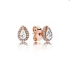 Rose Gold Teardrop Stud -oorbellen voor Pandora Jewelry Real Sterling Silver Wedding Party Set voor vrouwen zussen Gift Crystal Diamond Earring met originele doos