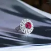 Anneaux de mariage Brillant Et Élégant Rouge Blanc Zircone Ouverture Avec Anneau Circulaire Réglable Pour Les Bijoux Des Femmes Cadeaux X1824