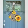 Decorative Flowers Bee Sunflower Wreath Sisal Rope Day For Front Door Decor Rustic Home Wall Garden Decoration Da