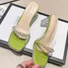 Slippers Pvc Transparent High Heels Women Bead Pearl Fashion Dress Party Shoes Slides Summer Pumps Flip Flop Sandals