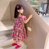 Vestidos de niña Vestido floral para niñas Manga corta 2023 Verano Niñas Coreano Suelto Casual Niños Princesa de moda Bebé