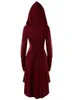Casual Dresses Womens Renaissance Costumes Hooded Robe Lace Up Vintage Pullover High Low Long Hoodie Dress Cloak