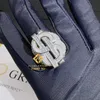 Goldado de ouro branco gelo anel de hip hop 925 prata esterlina vvs1 baguete moissanite man Pinky em dólares americanos anel