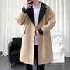 Hommes Trench Coats Jacke Long Manteau Surdimensionné Patchwork Coupe-Vent Grande Poche Mode Pardessus Style