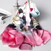 Halsdukar Japan Design Silk Scarf Women Shawl Wrap Elegant Gift for Lady Floral Pashmina Natural Foulard 1 PC4