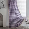 Rideau Style américain coton lin rideaux à carreaux chambre avec gland Semi-ombrage cuisine cantonnière rideaux pour salon