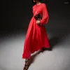 Casual jurken aankomen Red Long Party Dress Women Runway Designer Elegante mouw geplooide Maxi 2023 Zomerkleding