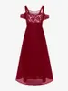 Plus Size Dresses ROSEGAL Lace Panel Chiffon Cold Shoulder Maxi Semi Formal Dress Elegant Ankle-Length Prom Vestidos Party 6xL