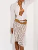 Юбки Combhasaki женщины бохо сексуальная миди-юбка с низкой талией цветок прозрачный кружев