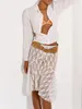 Rokken combhasaki vrouwen boho sexy midi rok lage taille bloem zien doorziene kant pure onregelmatige gegolfde zoom zomer strandvakantie