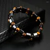 Strand Fashion Magnetic Beaded Armband för män Hematite Natural Stone Therapy Health Care Weight Loss smycken Tillbehör