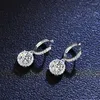 Серьги с серьгами inbeaut classic 925 серебряный круглый круглый срез, общий 2 ct d color pass test test moissanite wint drop