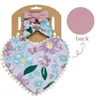 Baby Heart Bibs for Feeding Bow Headbands Double Side Flower Saliva Towel Kids Photography Props Hair Tied Bandanas