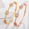 Bangle Qoolady Brand Fashion Ladies Dubai Gold Rose Cz Stone Exquisite Sackable For Women Genceeding Jewelry K013