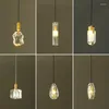 Pendant Lamps Copper Light Luxury Bedside Chandelier Post-modern Minimalist Bedroom Single Head Lamp Restaurant Crystal