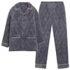 Mäns sömnkläder pyjamas vinter tre-skikt quiltad plus sammet tjock korallfleece kostym flanell varm hemservice höst och mode