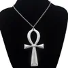 10x5 cm Vintage or argent plaqué vie égyptienne grand Ankh croix pendentif longue chaîne pull collier bijoux livraison directe