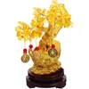 Dekorativa blommor citrine macrocarpa träd pengar kinesiska förmögenhet kristall chinoiserie dekor stil dekoration hem prydnad bonsai