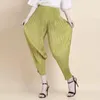 Женские штаны Каприс Мияке плиссированный 2023 японский модный классический классический All-Match Комфортный возраст с уменьшением возраста с девятью очками Старый гарем