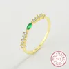 Кластерные кольца 2023 Простое Изумрудное кольцо для женщин CZ Gold Aguette Green Cubic циркония