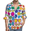 Chemises décontractées pour hommes lunettes colorées chemise lunettes drôles à manches longues graphique Harajuku Blouses automne rétro vêtements surdimensionnés
