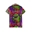 Men's Casual Shirts Fashion Buttons Short Sleeve Streetwear Summer Hawaiian Purple Print Turn-down-collar