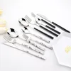 Dinnerware Sets Western Kitchen 30Pcs White Silver Flatware Stainless Steel Cutlery Set Dinner Knife Fork Coffee Spoons Tableware