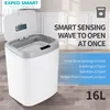 Avfallsfack Smart Sensor Trash Can Electronic Automatic Touch Bin Hushåll Kök Badrummet vardagsrum med LED -lätt dammtunna 230512