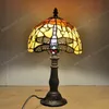 Bordslampor Gratis leverans till Europa Paragraf Dragonfly Glazed Small Tiffany Lamp Bedroom Study Desk antik Barnens säng