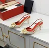 Luxury Brand High Heel Sandals Women Summer Designer Pointed Shoes Classics Gold-V Metal Buckle 4cm 6cm 8cm 10cm Thin Heels Red Wedding Shoes with Dust Bag 34-44 zm13