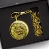 Pocket Watches All Gold Personality Gear Mechanical Watch Fob Pendant Men's Antique Style Skeleton Dial Ladies Gift