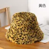 Basker Autumn Winter Panama hatt för kvinnor faux päls hink hattar leopard tryck plysch sammet varm fiskare semester mössa