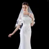 Bridal Veils NUZK Short Wedding Veil With Lace Applique Bride Velos De Novia Hair Accessories Para La Iglesia