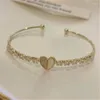 Charm Bracelets Korean Style Simple Luxury Crystal Heart Shape Women's Gold Color Open Bracelet Accessories Party Female Jewelry