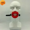 Massage Bdsm Leather Bondage Strap with Rubber Sexy Lip Oral Ball Mouth Gag Sex Toys for Men Women Fetish Slave Flirt Over 18 Years Old