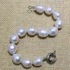 Bangle Classic Screw Thread Semi Baroque Stely Cylinder Elongate Rice Shape White Color Natural Freshwater Pearl Bracelet Charming