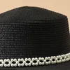 Wide Brim Hats Designer Pearl Necklace Sun For Women Summer Beach Ladies Black Party Hat Wholesale