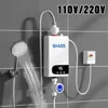 Chauffures chauffantes 110V 220V Mini chauffe-eau instantanée cuisine salle de bain murale Mur à eau électrique Affichage de température LCD avec ensemble de douche