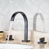 Zlew łazienki krany vidric Design podwójny kwadratowy uchwyt Basen kran w kąpiel łazienka wyrzucanie oleju wcierane brązowe gotowe