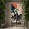 Gordijn Japanse berg inkt Painting Door eetkamer decor Decor linnen linnen drape keuken ingang hangende halve baan