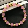 Strand Feng Shui Gold Pig Armband Pink Green Double Color Bead