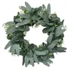 Fleurs décoratives 17 '' guirlande d'eucalyptus pour porte d'entrée plantes artificielles fond guirlande mur fenêtre intérieur extérieur mariage